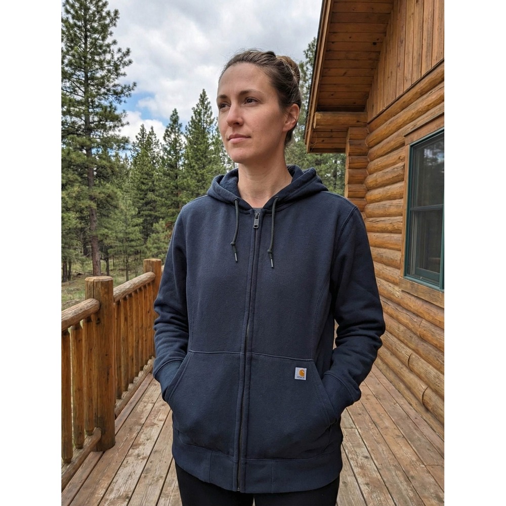 Carhartt FR Flame Resistant Rain Defender Hoodie Sweatshirt Women's L Navy Blue‎